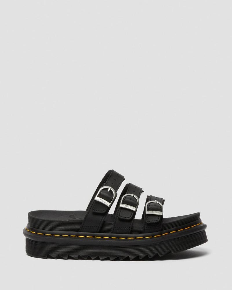 Dr Martens Blaire Lær Platåsandaler Dame Svarte | Norge 480QMA
